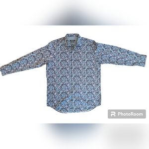 Genuine Bugatchi Mens Long Sleeve Button Down Shirt Classic Fit Weaved Size XL
